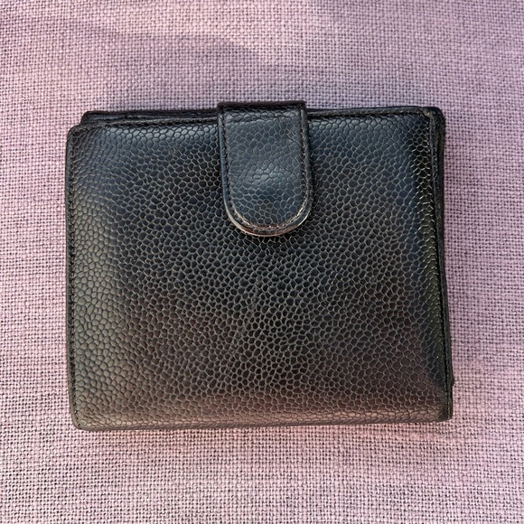 Chanel Caviar Skin Coco Mark Bi-Fold Wallet Leather - Picture 3 of 12